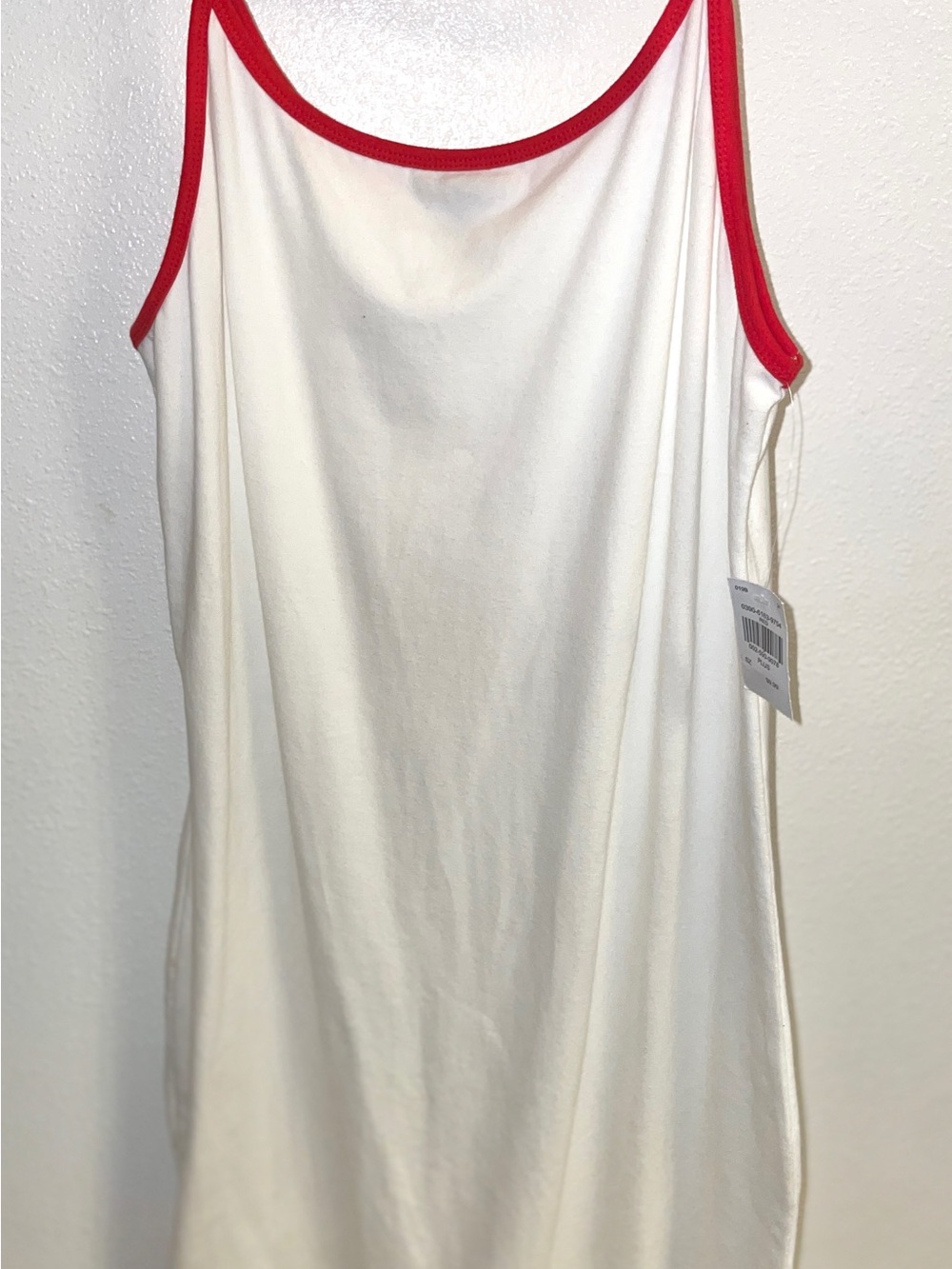 Women’s White Tank Dress with Red Trim Sz 2X